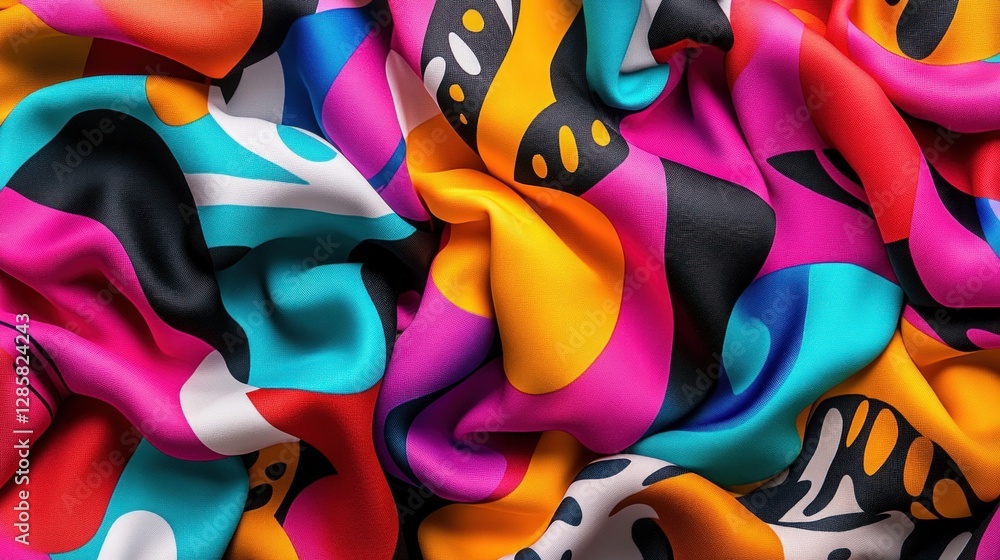 Poster colorful abstract fabric pattern with vibrant swirling textures