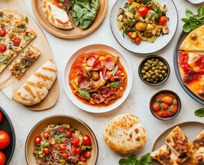 Set of delicious food