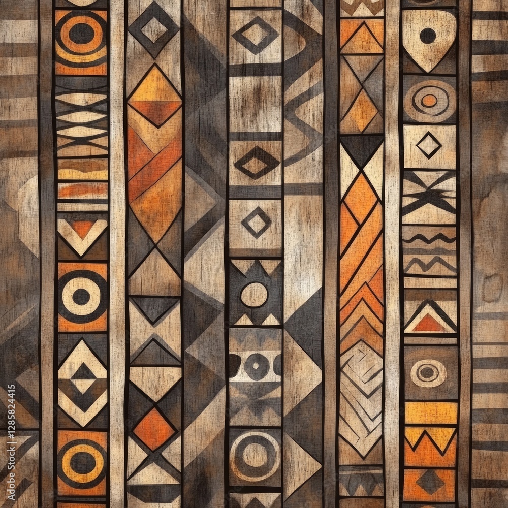 Poster vibrant geometric patterns in warm tones for artistic backgrounds