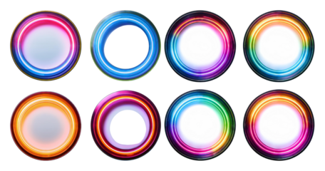 Vibrant Circular Light Effects for Creative and Artistic Designs, isolated on transparent background