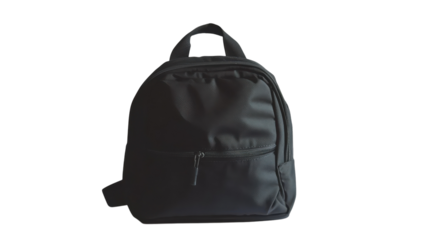 Compact black backpack suitable for daily use travels or school activities in urban environments
