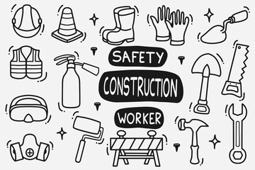 set of construction doodle good for background, wallpaper, element design, etc