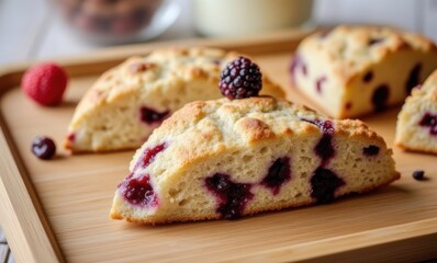 Delicious berry scones on a tray