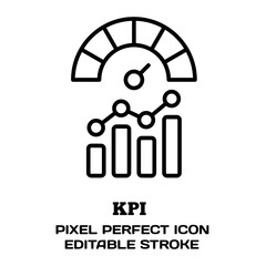 Kpi symbol, featuring an editable stroke outline icon isolated on white background flat vector illustration. Pixel perfect