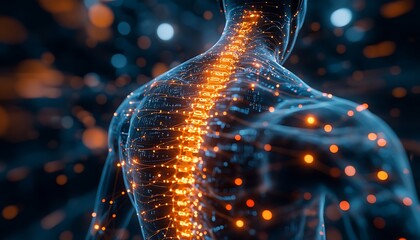 Glowing spine and neural network representation of human anatomy details