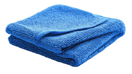 Soft blue microfiber towel folded neatly on a clean surface for versatile cleaning and drying tasks