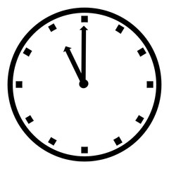 illustration of analog clock isolated in white, time shows 11 o'clock