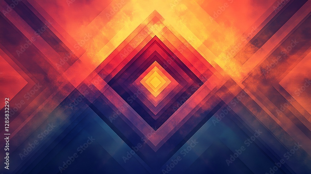 Aufkleber geometric shapes create a beautiful abstract design with fiery colors