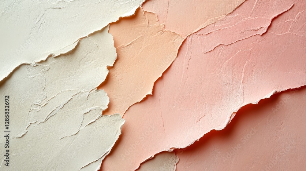 Poster textured layers of paper with torn edges and soft colors