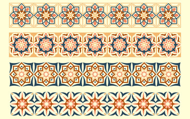Islamic Architecture Inspired Border Patterns, Elegant Middle Eastern Patterned Strips