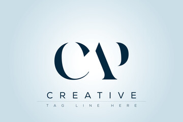 CAP abstract letter logo design. This logo is designed by three abstract letters. 