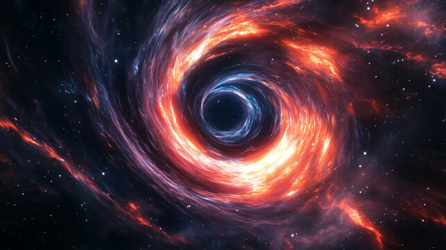 Abyss of Space: A Black Hole and Swirling Galaxy - Made with Generative AI