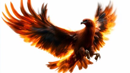 Obraz premium Fiery Phoenix in Flight: A Majestic Display of Power and Rebirth