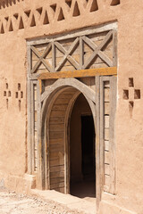 Detail of the entrance to the house in the clay city Ait Benhaddou, Morocco.