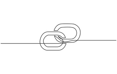 One continuous line drawing of a chain. Vector illustration, Continuous single line drawing of link icon Hyperlink chain symbol vector illustration.