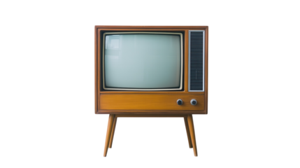 Vintage wooden television set from the 1960s displayed indoors on a mid-century modern stand