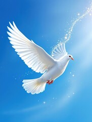 Obraz premium A white dove soaring above, symbolizing peace and harmony.