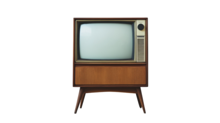 Vintage television set showcasing classic mid-century modern design with wooden exterior and retro aesthetic features