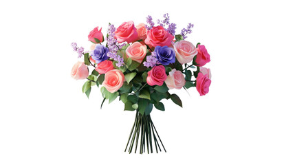 Fototapeta premium Colorful artificial flower bouquet featuring pink and purple roses arranged for decoration