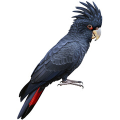 Obraz premium Elegant Black Palm Cockatoo Bird Wildlife Nature Photography Red Wing Dark Beaks Avian Image Animal