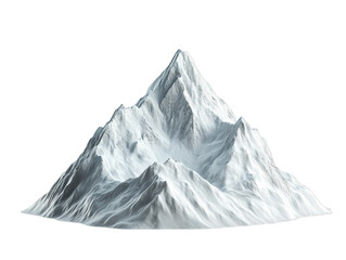 Isolated snowy mountain peak with sharp summit against clear background