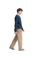 Teenager walking and looking forward