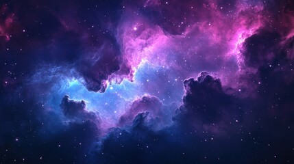 Vibrant Cosmic Nebula with Colorful Gas Clouds and Twinkling Stars in Space