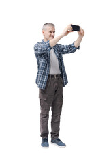 Man taking pictures with his smartphone