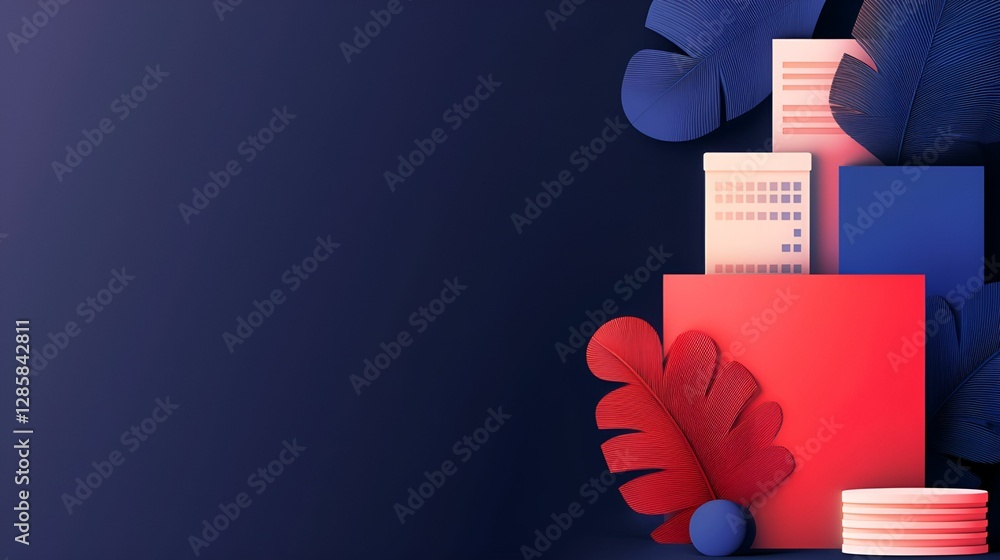 Poster digital banking accessibility concept. abstract composition featuring geometric shapes in bold color