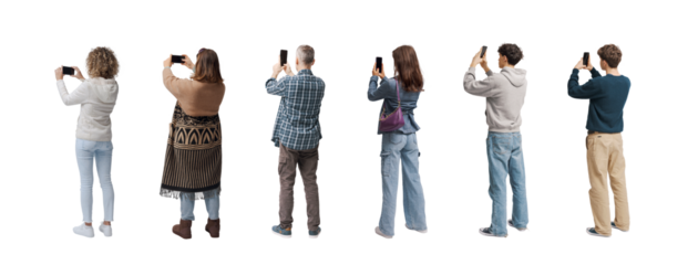 Group of people taking photos with their smartphones