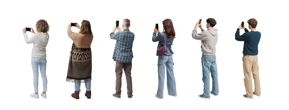 Group of people taking photos with their smartphones