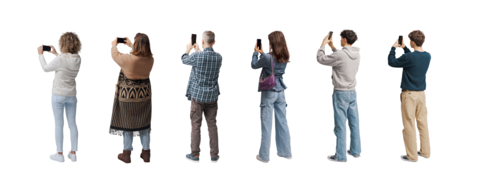 Group of people taking photos with their smartphones
