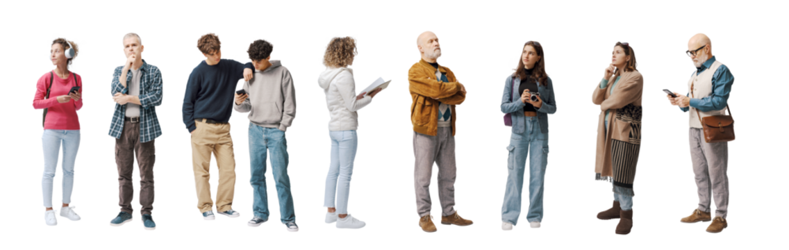 Diverse people standing and waiting