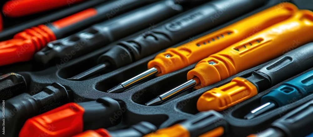 Poster close-up of a toolkit: precision screwdrivers