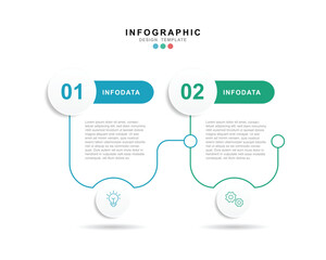 Vector Infographic label design template with icons and 2 options or steps.