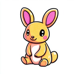 Obraz premium Cute Cartoon Bunny Character with Bright Colors and Cheerful Expression for Adorable Artwork