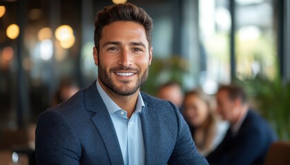 Fototapeta premium Confident Entrepreneur Presenting Innovative Tax Plan in Modern Workspace, Radiating Professionalism and Success to Inspire Ambitious Business Growth