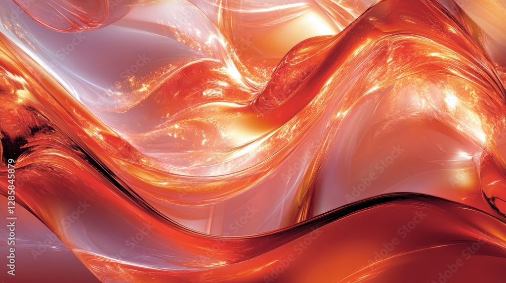 Poster beautiful swirling abstract forms of red and orange flowing gently