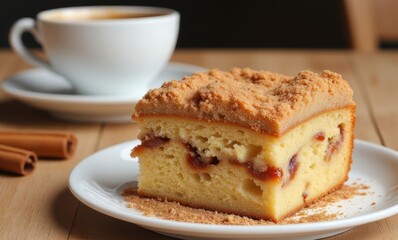 Delicious coffee cake slice