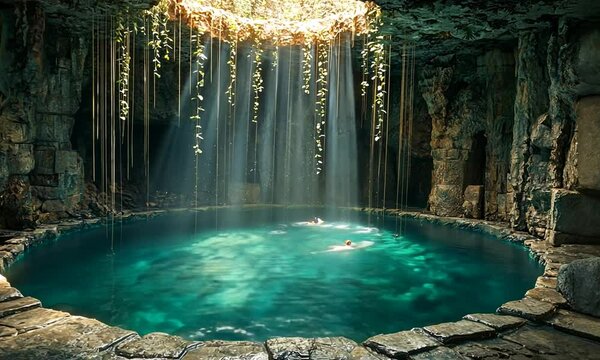 mexican cenote ik-kil cave video