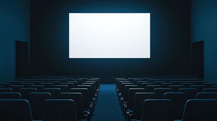 Obraz premium Empty Movie Theater with Blank Screen and Rows of Seats