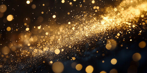 Obraz premium Golden dust particles suspended in the air create a mesmerizing display of beauty and texture in a soft, enchanting atmosphere