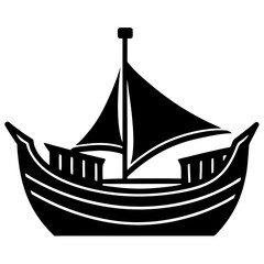 Black Boat Silhouette Vector Icon Crisp & Detailed.