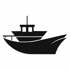 Boat Silhouette Vector Icon White Background.