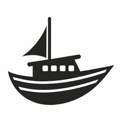Boat Silhouette Vector Icon White Background.