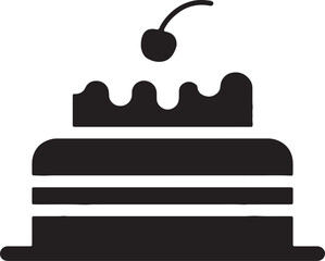 Cake icon. Symbol of the holiday, birthday. Festive cake with a candle.
