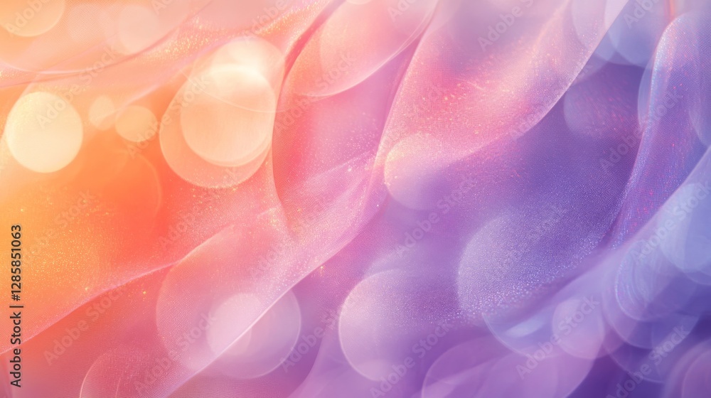 Poster soft and flowing colorful fabric with bokeh style lighting