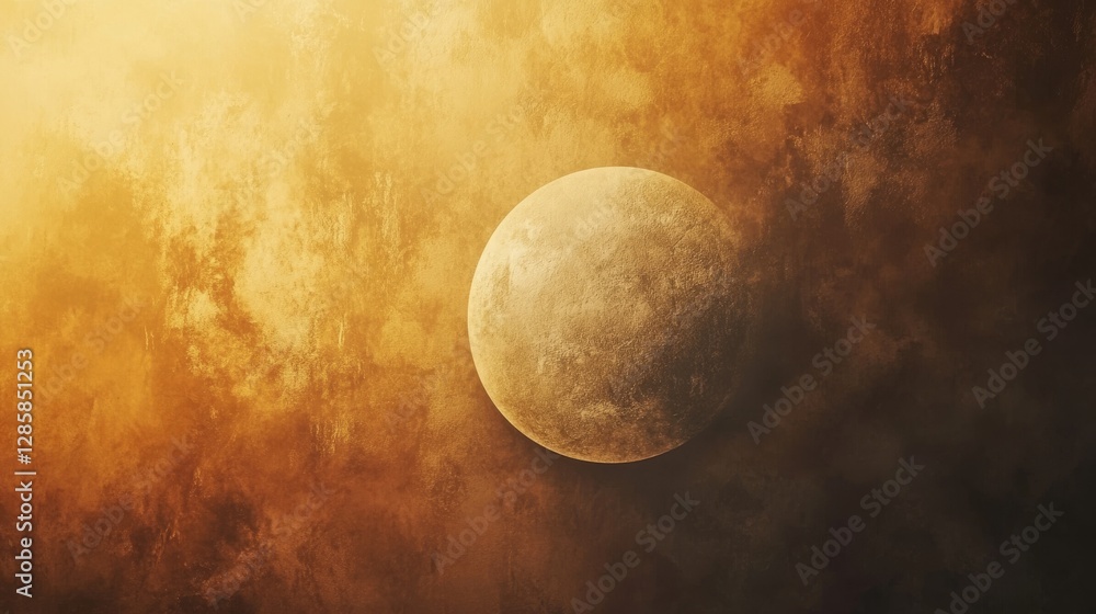 Aufkleber a celestial planet floats in space surrounded by light and texture