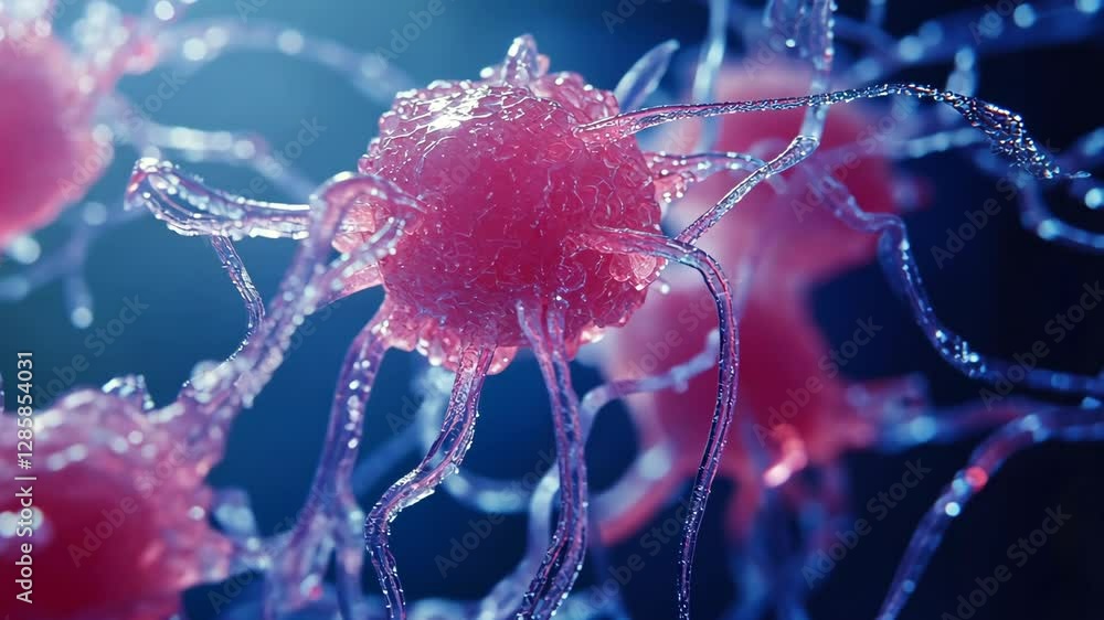 Poster intricate close-up of vibrant red cells showcasing their unique structure and characteristics in a m
