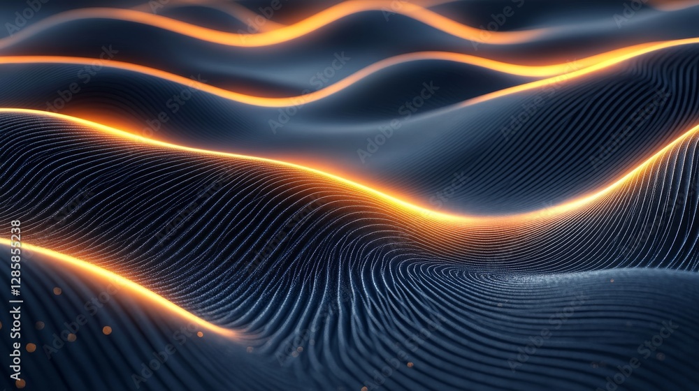 Aufkleber glowing lines over a wave like abstract patterned background